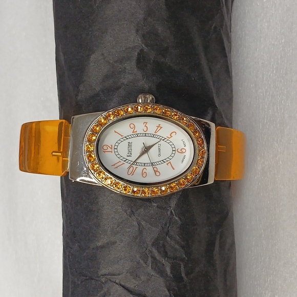 Krstine Accessories - Vintage Y2K Kristine Acrylic and Rhinestone Clamper Watch